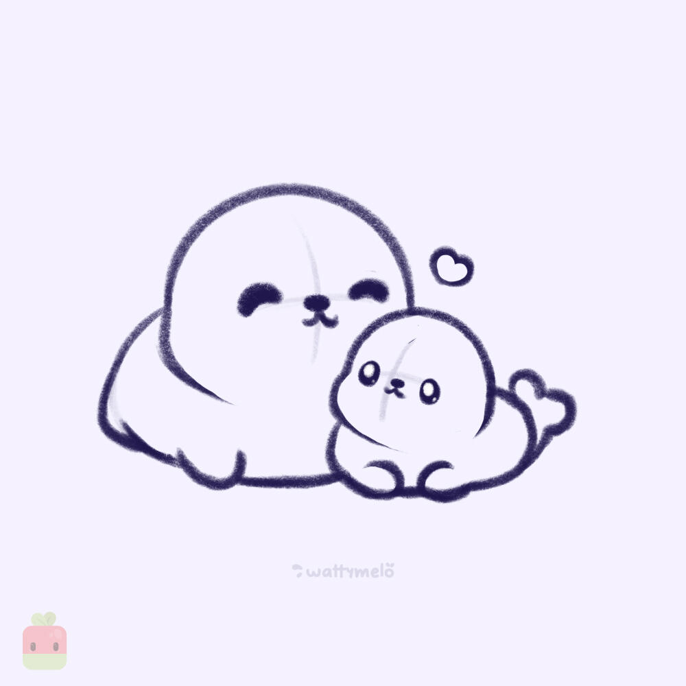 2. Define the Features ∙ Refine your shapes by adding details. Draw the face with soft curves, keeping the seal’s eyes wide and cute. Add the flippers and tail using simple lines and rounded shapes.