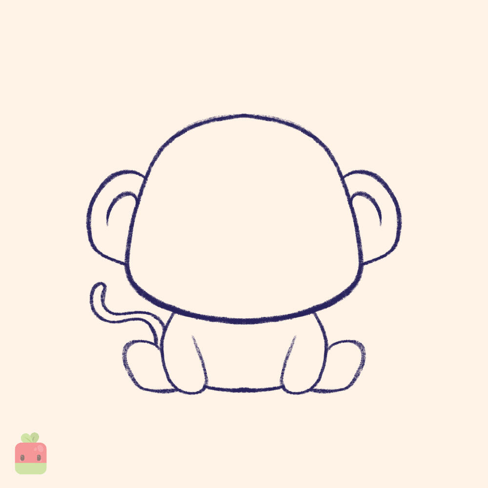 5. Add the Tail ∙ Add a curvy little tail on the side of the monkey.