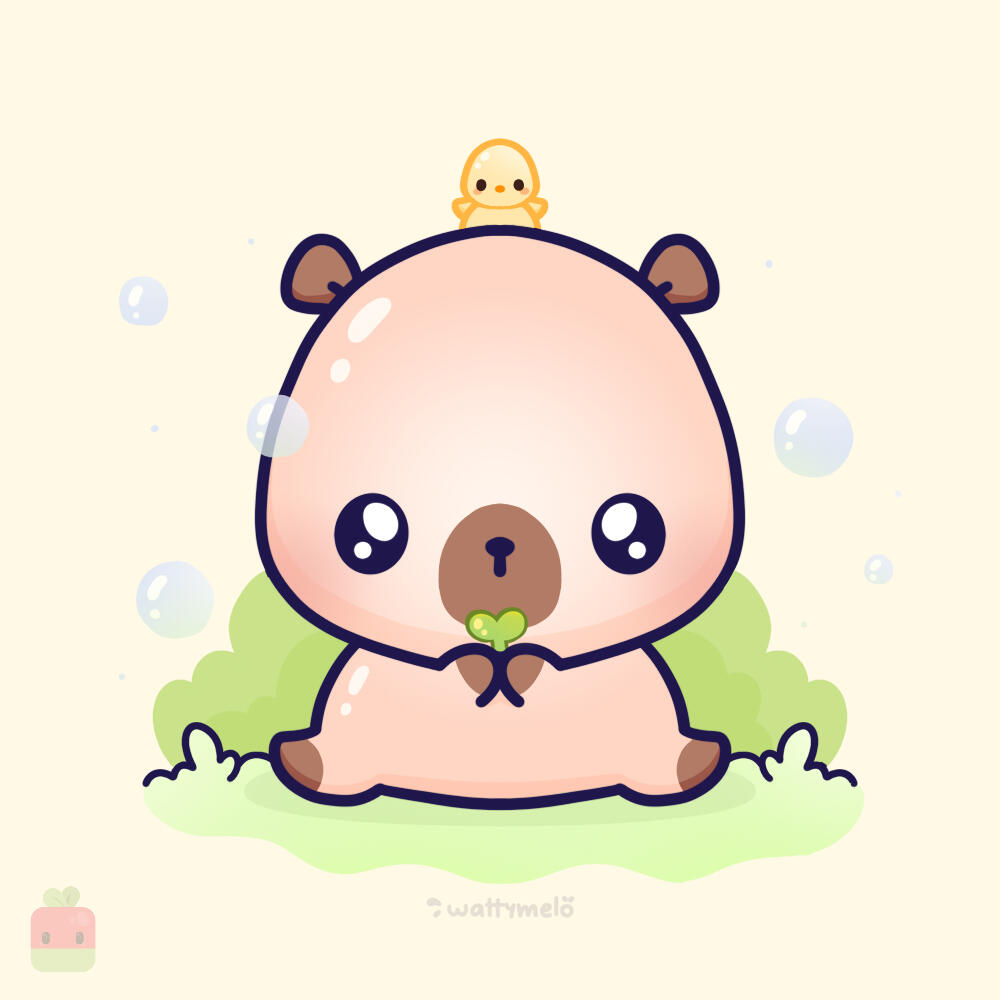 CONGRATULATIONS! You just completed the "How to draw a cute capybara tutorial"! I chose a lighter yellow for the ducky to make its linework stand out better.