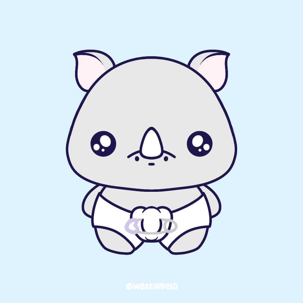 11. Add Base Color ∙ Use soft, pastel colors for a gentle vibe. I used a light grey for the rhino's body, and the good ol' white for the rest.