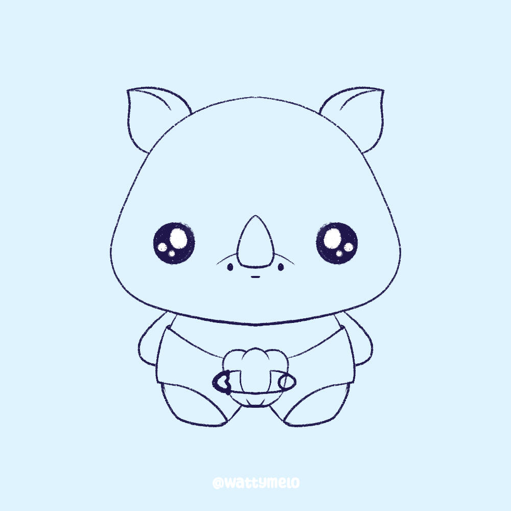 9. Add the Arms ∙ Finish up the sketch by giving your baby rhino a set of chunky little arms.